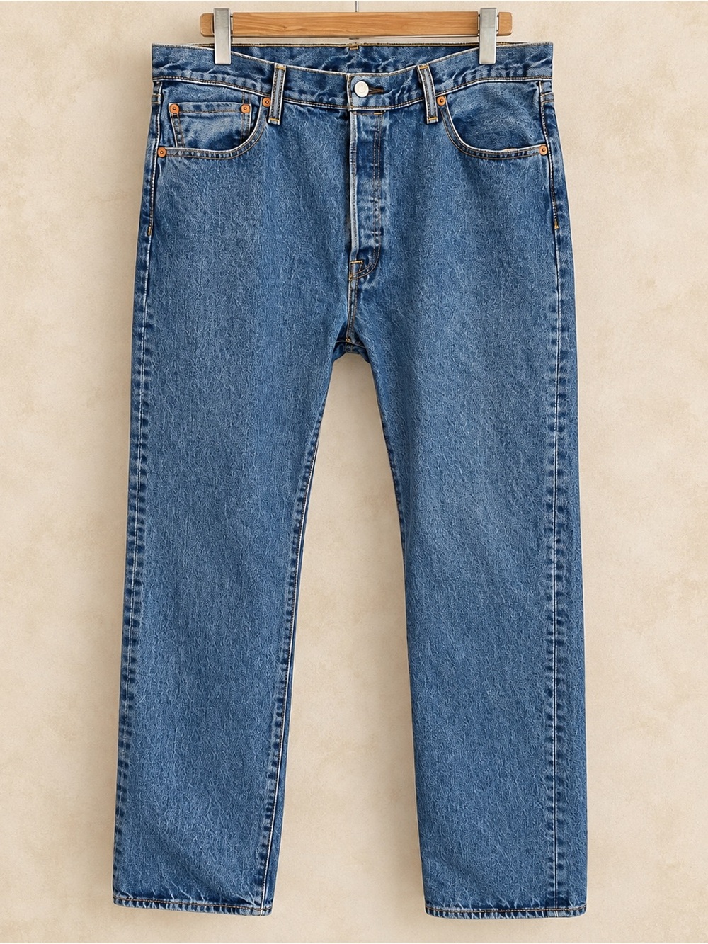 Levi's Men's 501 Button Fly Straight Blue Jeans Med Wash Denim 36x32 100% Cotton
